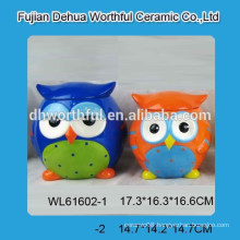Promotional ceramic owl-shape cookie jar for kitchen